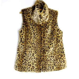 Kristen Blake Cheetah Print Faux Fur Vest